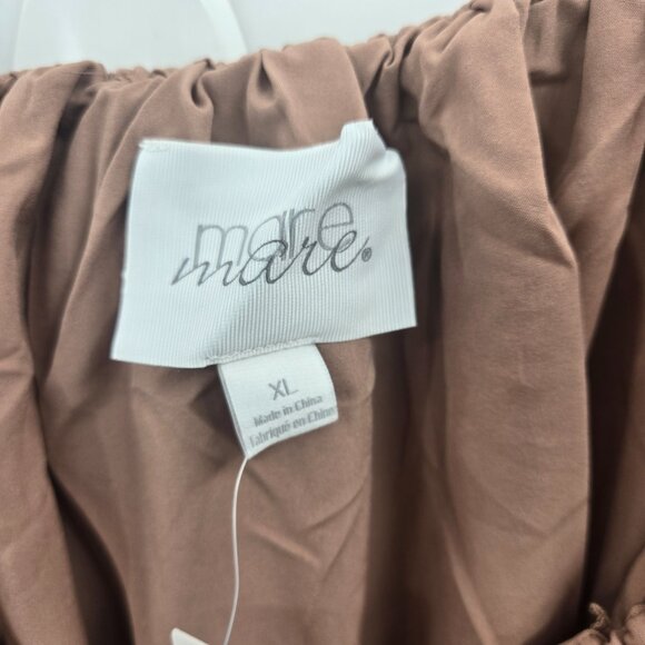 Mare Mare x Anthropologie Brown Mocha Shine Off the Shoulder Mini Dress XL - Picture 5 of 9